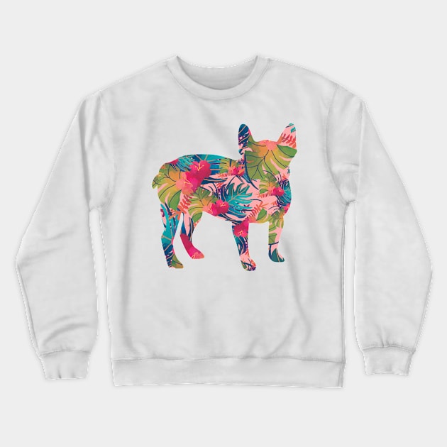 Floral Hawaii French Bulldog Crewneck Sweatshirt by MikeMiz